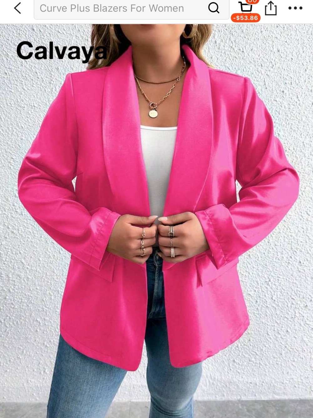 SHEIN Vibrant Hot Pink Open-Front Blazer